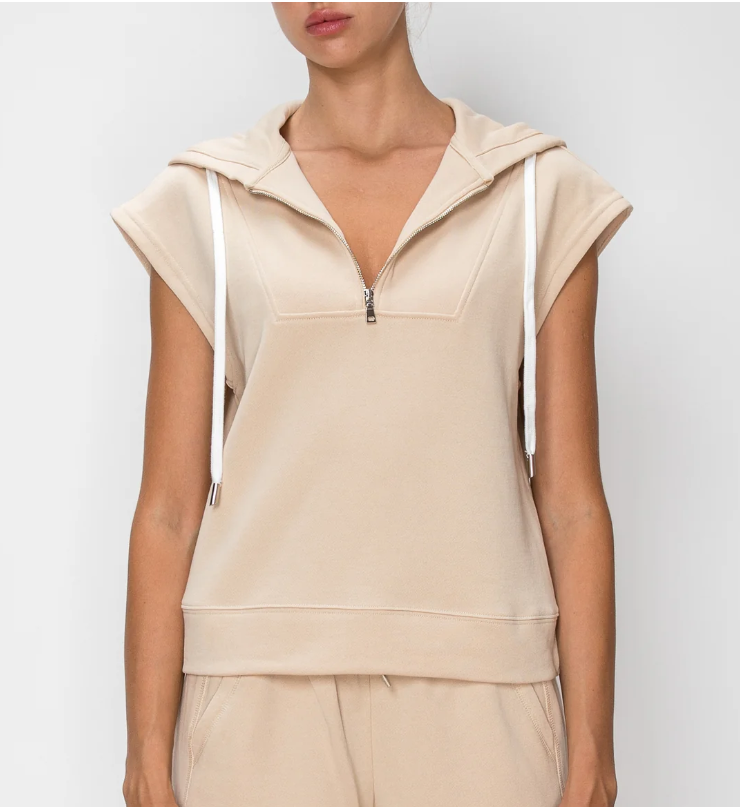 Knit Riot Zip Vest - Latte