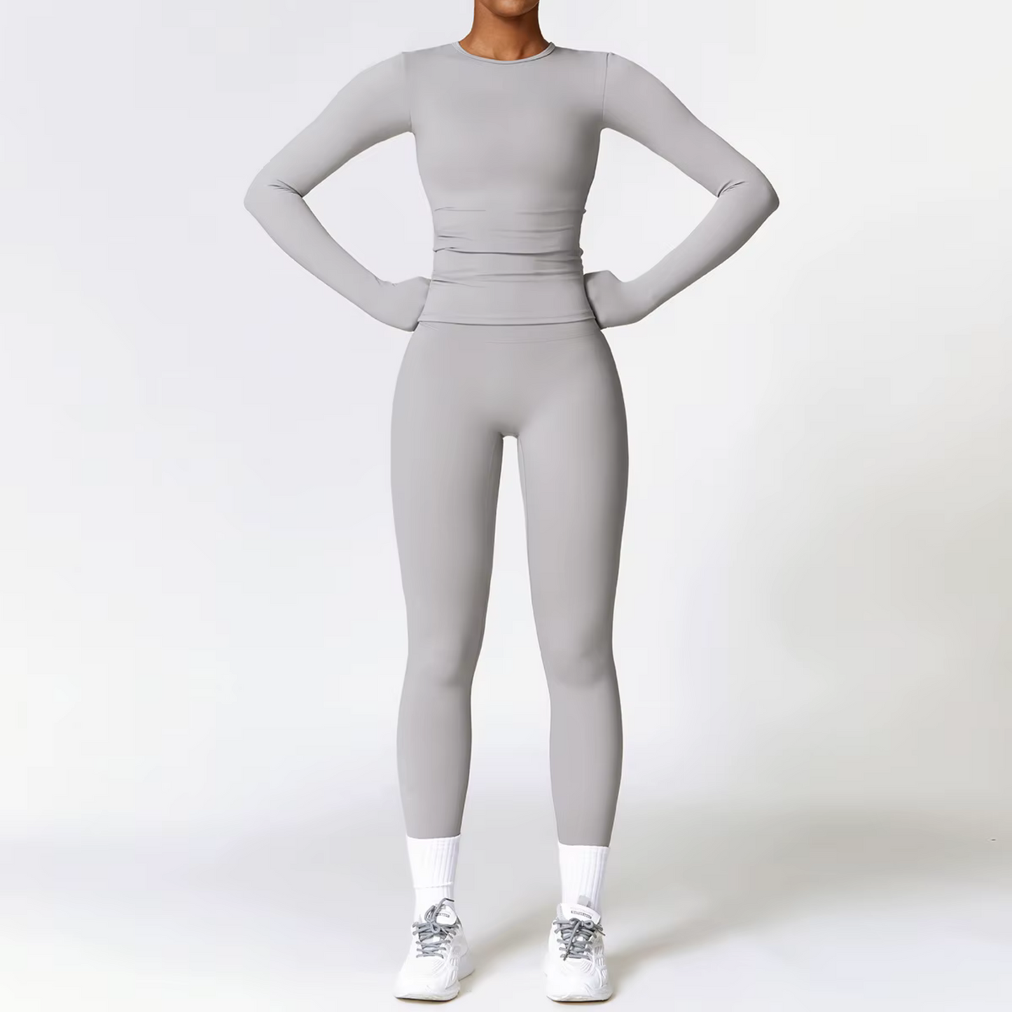 Long Sleeve Gym Set LIGHT GREY Fullset