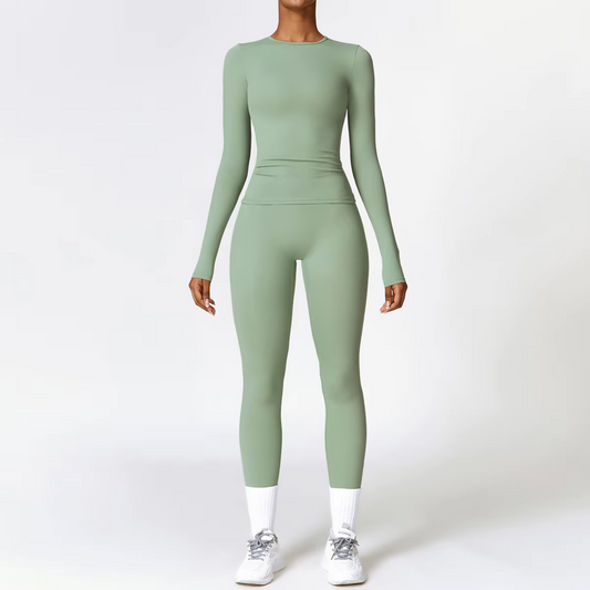 Long Sleeve Gym Set OLIVE Fullset