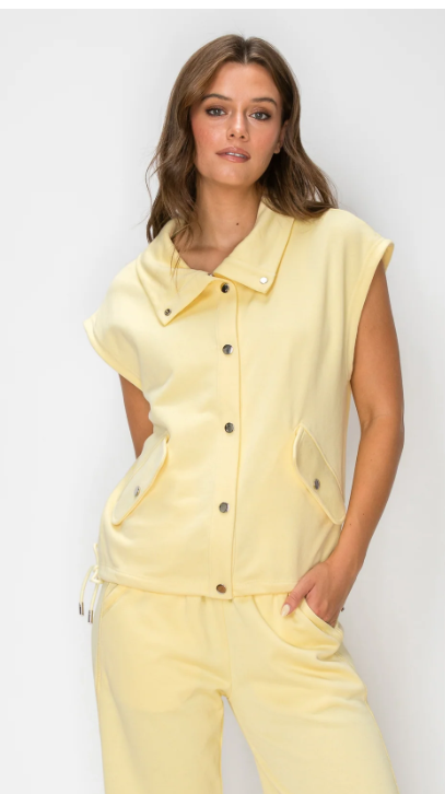 Knit Riot French Terry Vest in Yellow